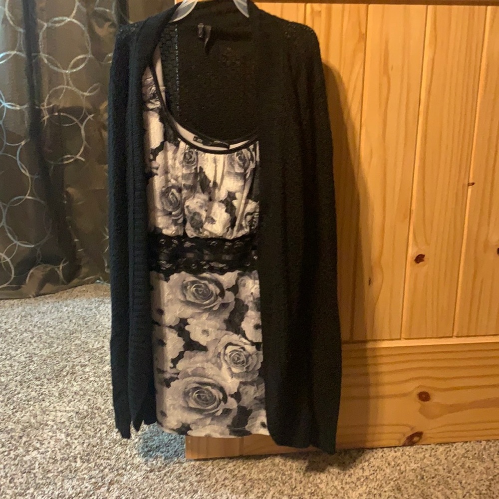 Blouse with cardigan